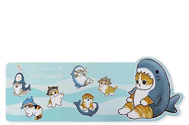 Miravivi 貓福珊迪 造型滑鼠墊, 鯊魚 藍色, 1個