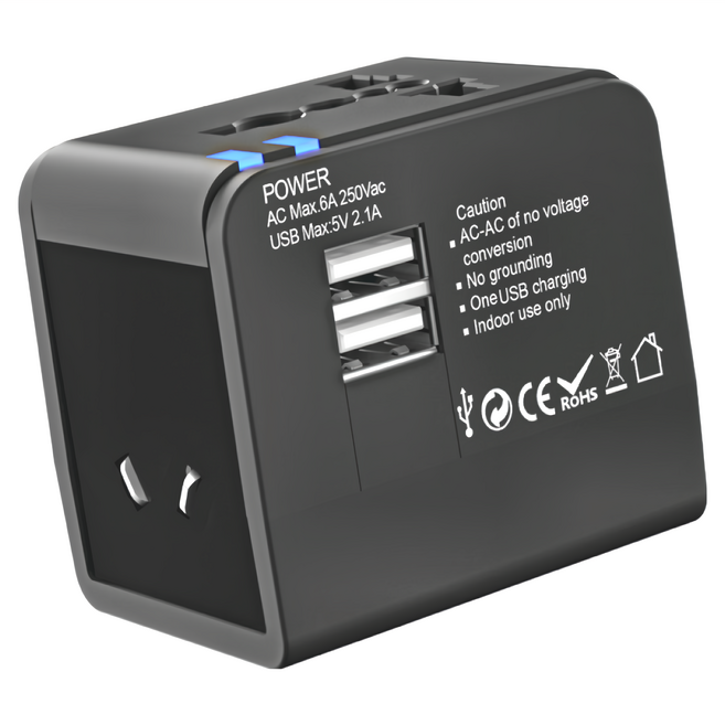 DTAudio 萬國旅行充 USB-A/多國插座 PC材質, 1個