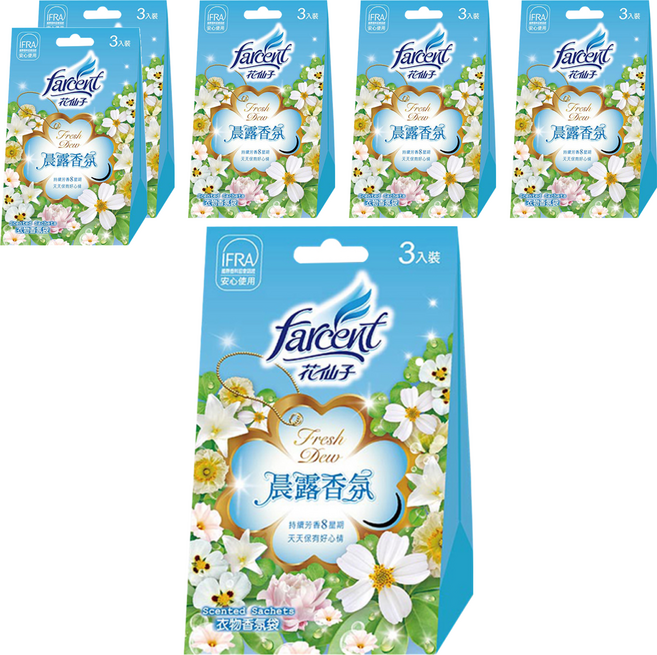 farcent 花仙子 衣物香氛袋 3個, 晨露香氛, 30g, 6盒