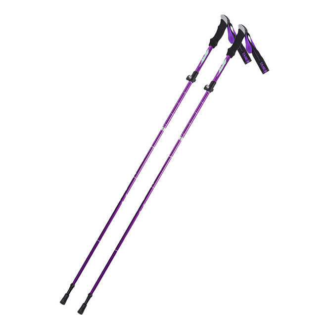 tanerdd 戶外健行鋁合金摺疊登山杖 短版, 2支, 紫色