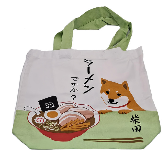 FRIENDSHILL 托特包 100%棉質, 柴犬 拉麵, 1個