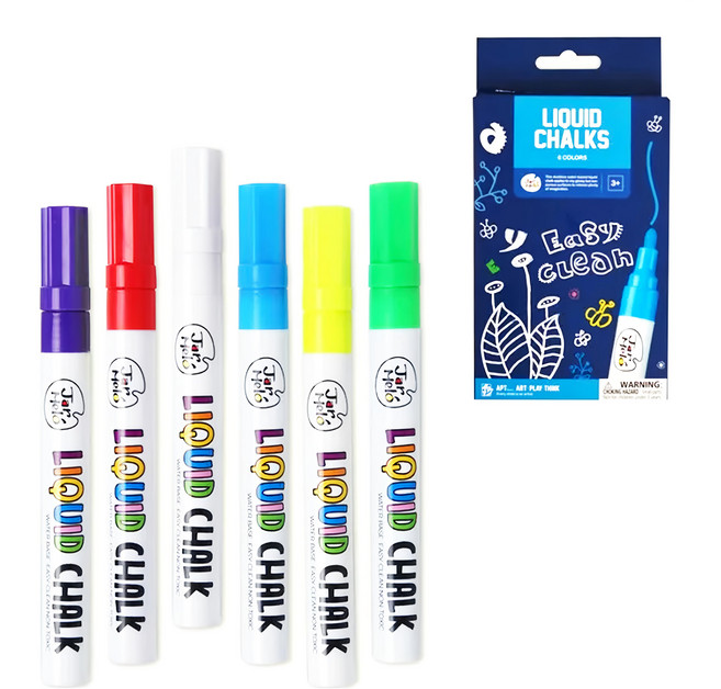 Jar Melo 原創美玩 創意美學兒童液態粉筆套裝, 1盒, 深藍色、淺藍色、綠色、黃色、紅色、白色
