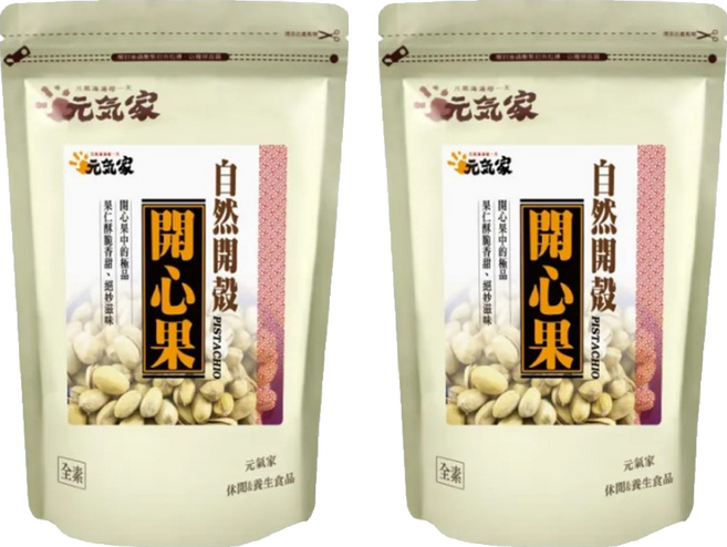 元氣家 自然開殼開心果 果仁酥脆可口 低溫烘焙 顆顆新鮮, 200g, 2包