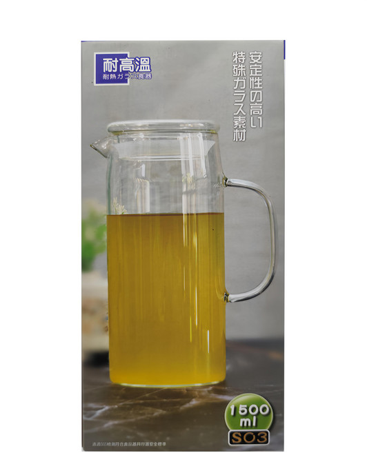 日安工坊 玻璃蓋直身壺, 透明色, 1.5L, 1個