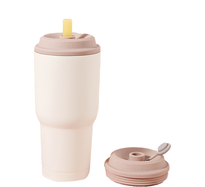 YCCT 速吸杯2代 內膽陶瓷層 900ml 微藕粉 保溫杯, 1個