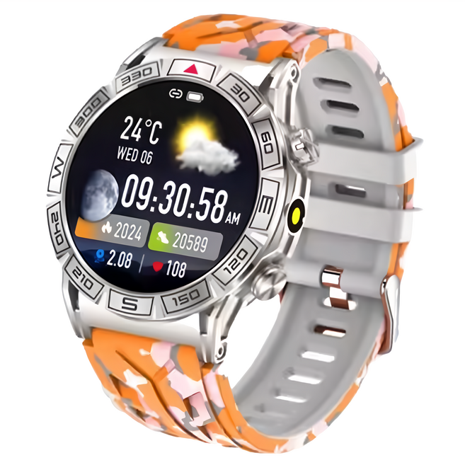 APOLLO 智慧手錶 DKC80 原廠保固, 藍牙, 1.43吋, 迷彩橘, 1個