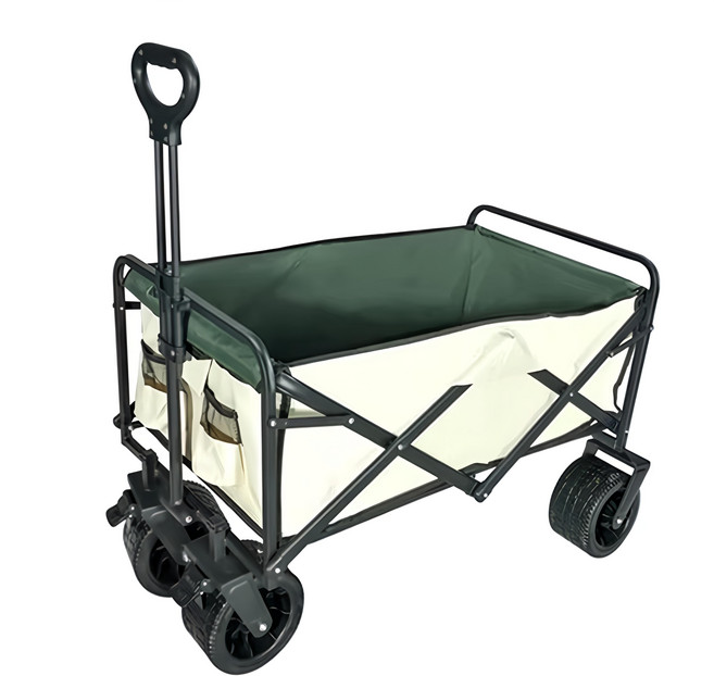 戶外10吋雙煞車越野折疊手拉推車 附推車收納袋 98 x 57 x 51cm 8.9kg, 米綠色, 1個