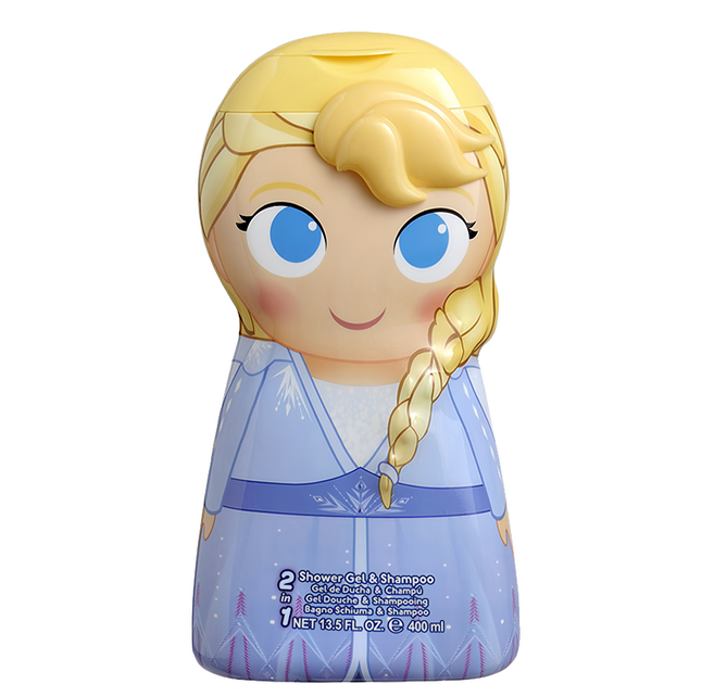 AIR-VAL Frozen Elsa 艾莎 2合1沐浴洗髮精 400ml 迪士尼經典動畫 頭髮與身體清潔 甜甜花果香 溫和清潔, 1瓶