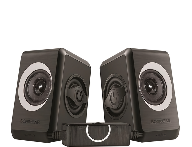 SONICGEAR 多媒體音箱 115 x 65 x 90mm 450g, QUATRO2, 黑灰色