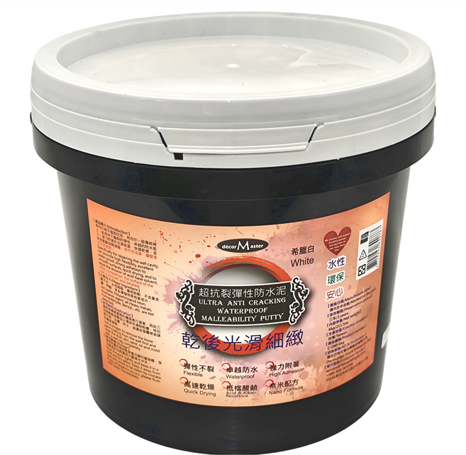 decorMaster 超抗裂彈性防水泥 希臘白 6kg, 1桶