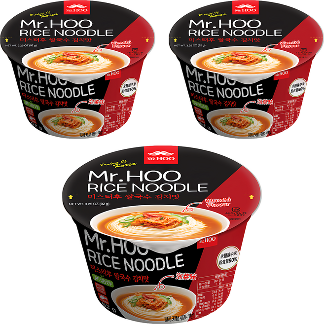 Mr.HOO 米麵線 泡菜味 92g, 3入