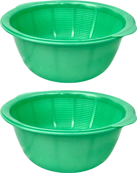 ZOOM PAN 潤鵬 尚好雙層蔬果籃/瀝水藍/洗菜藍, 綠色, 2個