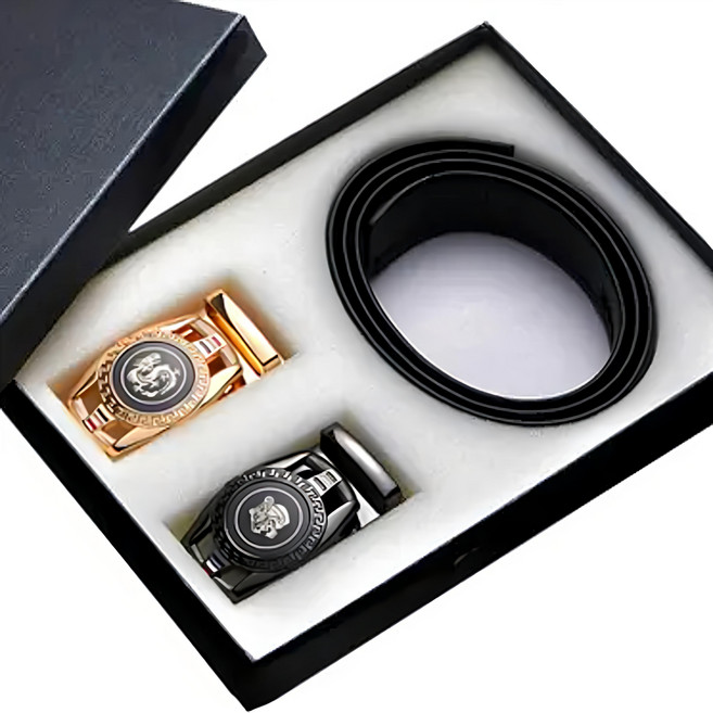 LIKEHOUSE 男士龍虎圖騰合金自動釦真皮腰帶 LL123