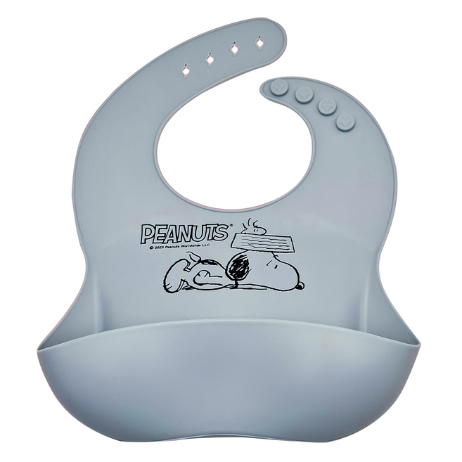 PEANUTS 史努比 矽膠圍兜, 藍色, 1件, 1件