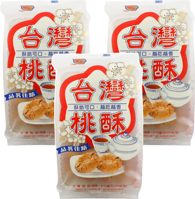 逢國食品 台灣桃酥 180g 酥脆可口 越吃越香, 3包