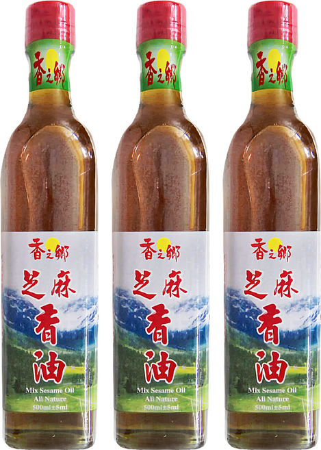 香之鄉 芝麻香油, 500ml, 3瓶