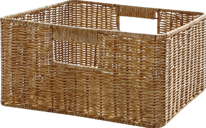 NATURE LIVING Daisy Garden 編織藤籃 手工製作 兩側握把 堅固鋼架, 1個, 咖啡色