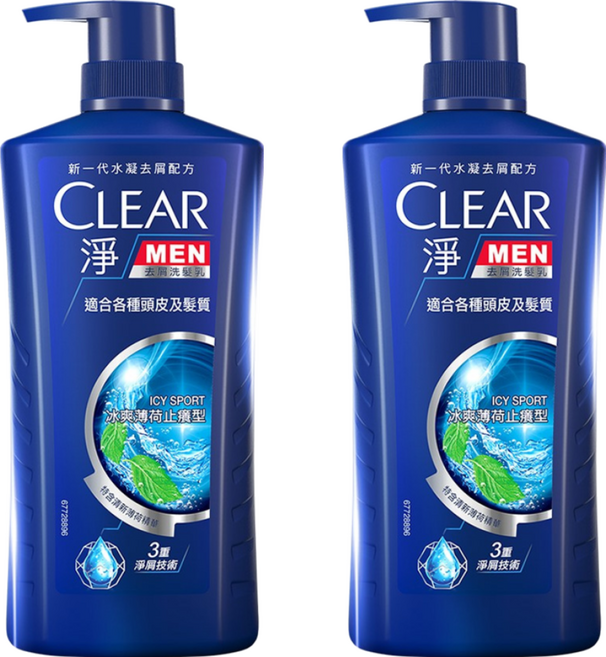 CLEAR 淨 冰涼薄荷止癢 男士去屑洗髮乳, 750g, 2瓶