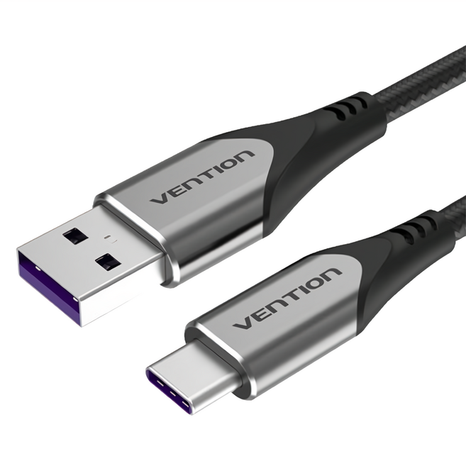 Vention 威迅 COF系列 5A TYPE-C USB 充電傳輸線, 0.25m, 灰色, 1條