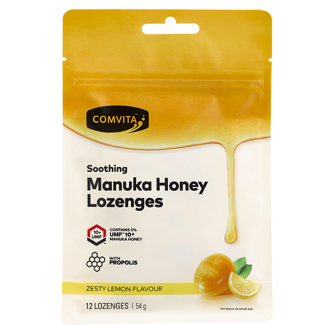 COMVITA 康維他 蜂膠麥蘆卡蜂蜜潤喉糖 檸檬味 含 UMF 10+, 54g, 1袋