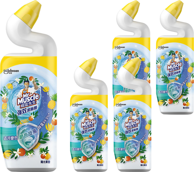 Mr Muscle 威猛先生 強效潔廁劑 變色威力 陽光果香, 750ml, 5瓶