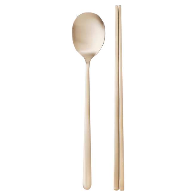 LIHAN Living Curator黃銅餐具組, 筷子 + 湯匙, 黃色, 1組