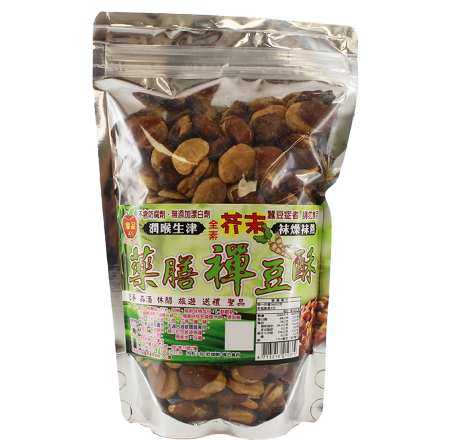 皇品 藥膳蠶豆酥 全素 芥末口味, 340g, 1包