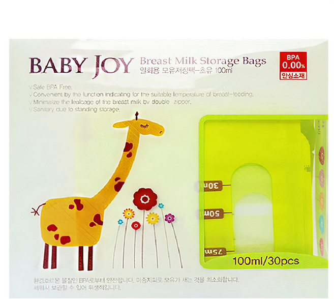 BABY JOY 站立式抗菌母乳儲存袋, 30入, 1盒