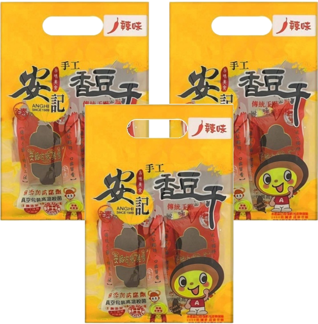 ANGHI 安記 手工香豆干 辣味 6包, 240g, 3袋
