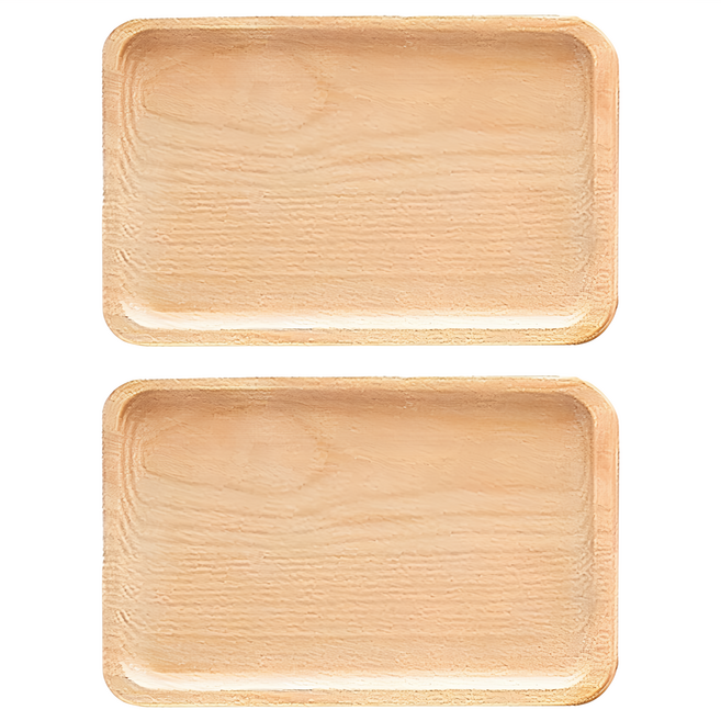 小麥購物 日式原木托盤 方形 G180 233g, 原木色, 2個