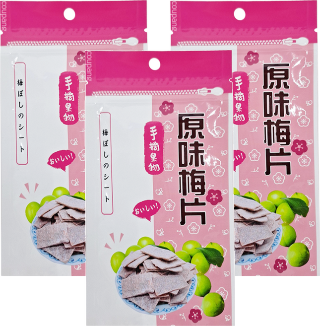 手摘果物 原味梅片, 15g, 3包