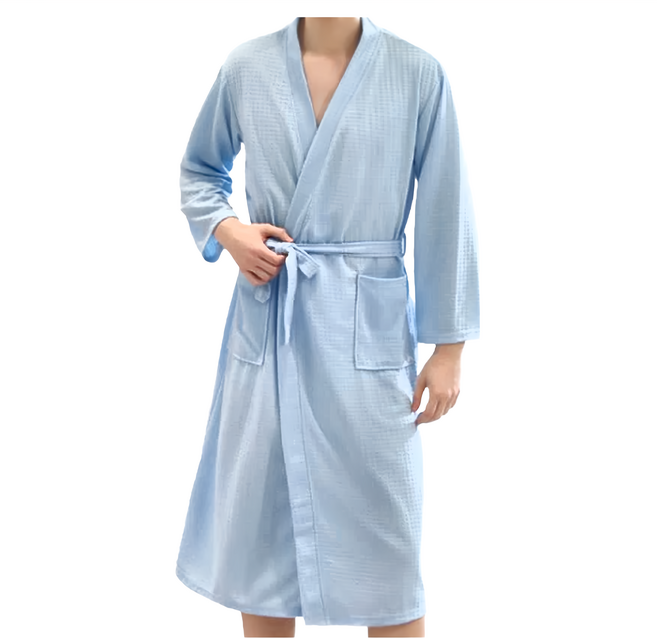 ROYALLIN 蘿林嚴選 華夫格高質感浴袍, 藍色