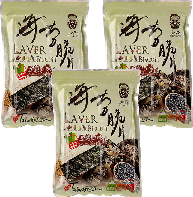 弘益 海苔堅果夾心脆片 五穀口味, 40g, 3包