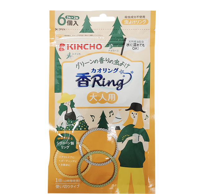 KINCHO 金鳥 台灣公司貨 造型精油驅蚊蟲環 大人用 6入, 27g, 1包