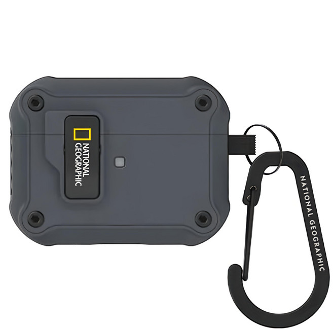 NATIONAL GEOGRAPHIC 國家地理 RuggedBumper 自動開蓋保護殼, AirPods Pro1/2, 灰色, 1個