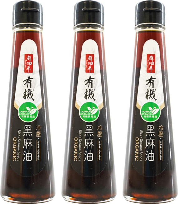 麻油車 冷壓有機黑麻油, 135ml, 3瓶