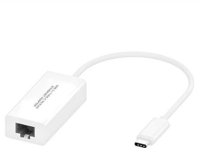 DigiSun 得揚 USB Type-C to Ethernet乙太網路轉接器 23 x 16 x 19mm 16g, White, 1個, 23mm