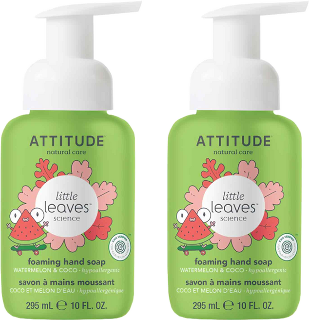 ATTITUDE 艾特優 兒童泡沫洗手乳, 西瓜&椰香, 295ml, 2瓶