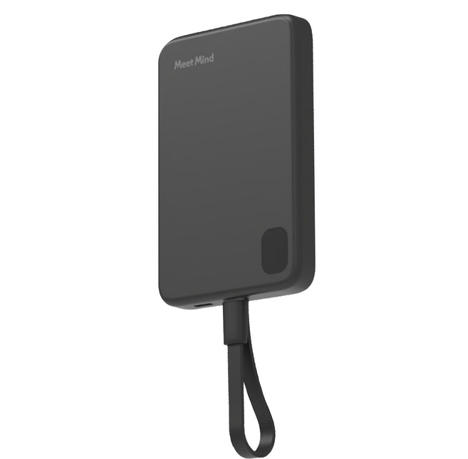 Meet Mind 吸附式線充行動電源 5000mAh Lightning 鋁合金款, LT003-L, 黑色