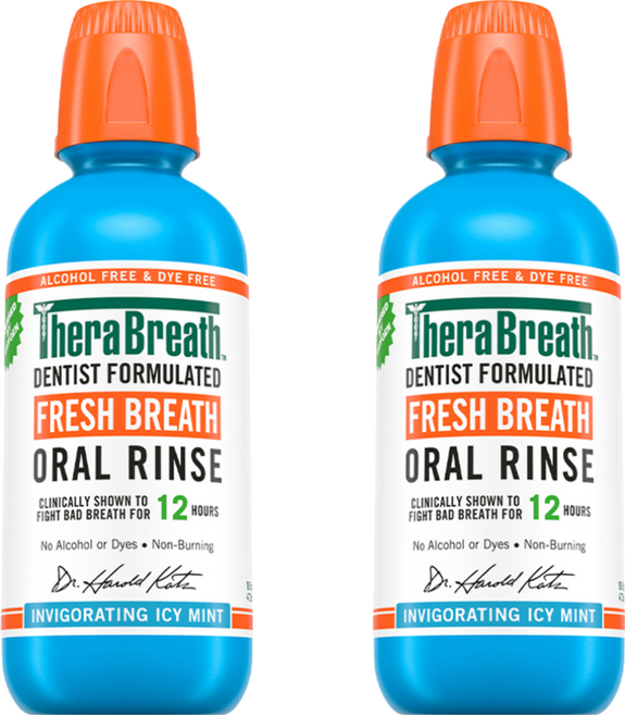 TheraBreath 漱口水 冰涼薄荷 保持口腔清新長達12小時, 473ml, 2瓶