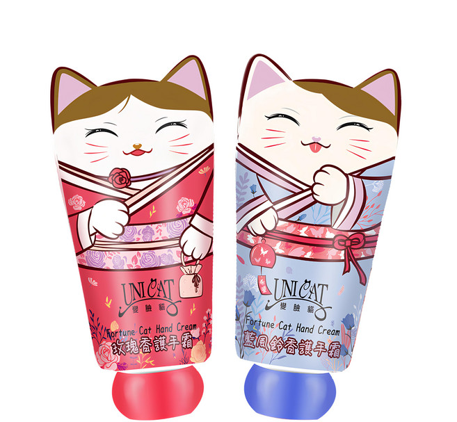 UNICAT 變臉貓 護手霜雙重奏禮盒 玫瑰香氛護手霜+藍風鈴香氛護手霜 40ml/1.4 fl.oz X 2入, 1盒