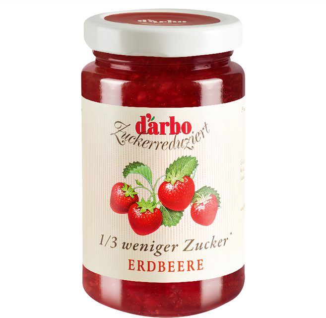 d'arbo 德寶 80%果肉減糖草莓果醬, 250g, 1罐