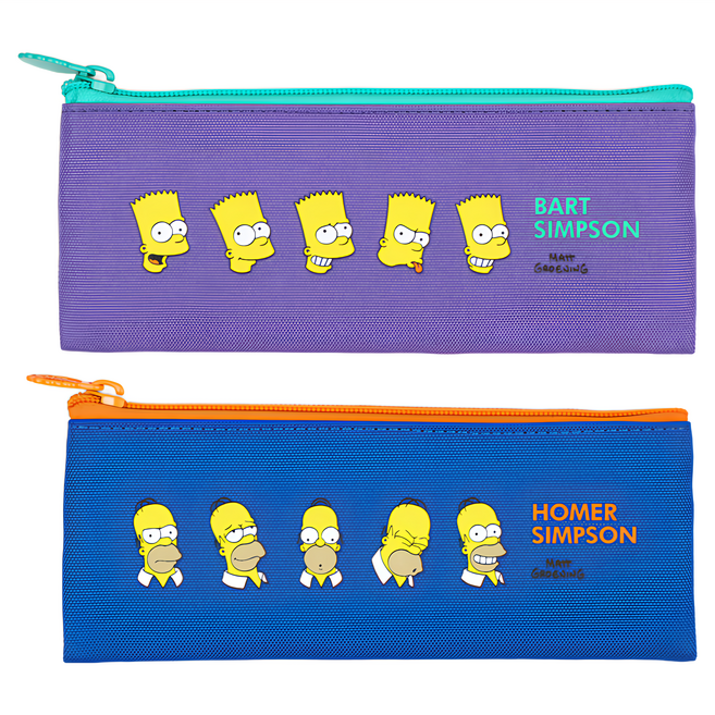 Heemangnote The Simpsons 辛普森家庭筆袋組 S號 20 x 80mm, 霸子紫款 + 荷馬藍款, 1組