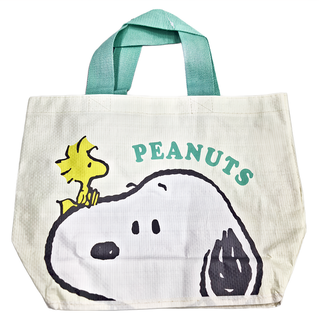 Kiiwi O S/N 防水編織尼龍手袋, 大臉 白色 + 綠色