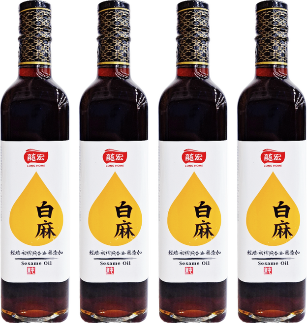 龍宏 輕焙初榨 白麻純香油, 500ml, 4瓶