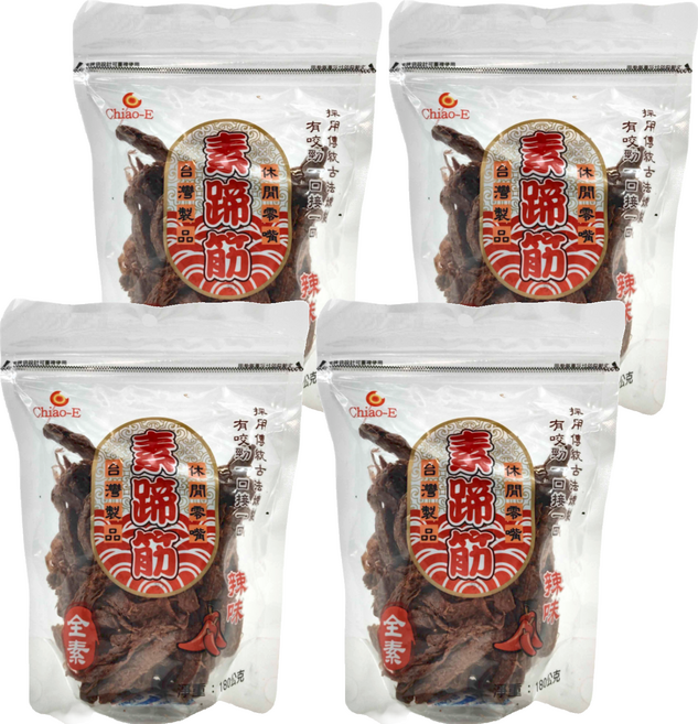 Chiao-E 巧益 豆干 豆乾 素蹄筋 辣味 全素, 180g, 4包
