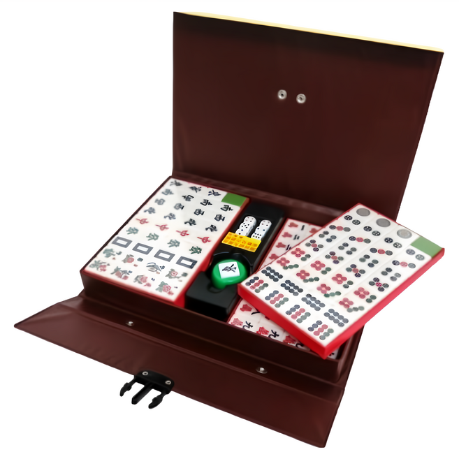 方城之尊 竹紋麻將 34mm, 1盒, 竹絲 綠色麻將牌