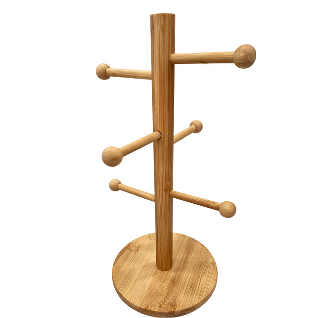 LifeShopping 立式竹製杯架, 棕色, 1個