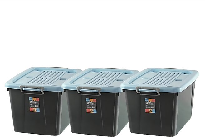 KEYWAY 聯府 百富滑輪整理箱 85L, 藍色, 3個