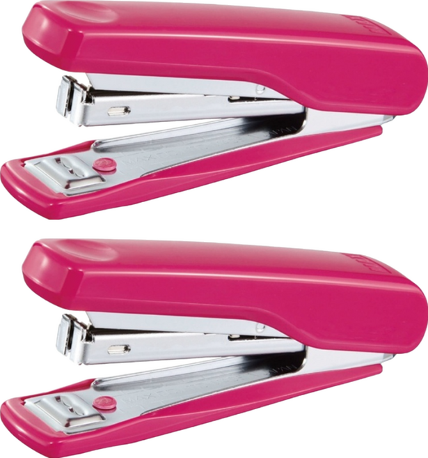 MAX 美克司 新型釘書機 HD-10N 省力設計 輕小好攜帶 正反釘都順手, 洋紅, 2個